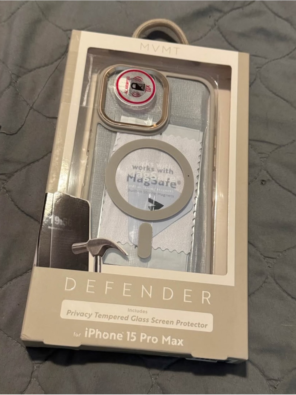 MVMT Defender Privacy Case for iPhone 15 Pro Max - Silver/Beige